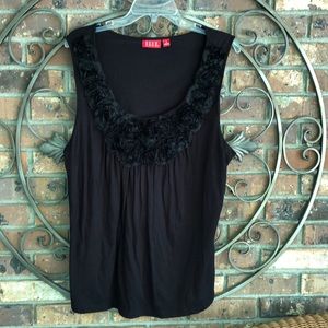 ELLE  SIZE 1X SLEEVELESS TOP WITH ROSETTE DETAILS